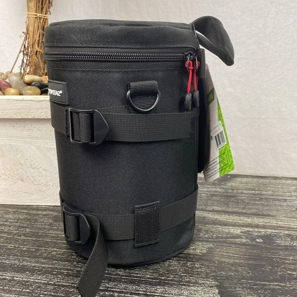 Vivitar Black Large Zip Top Padded Camera Lens Case 8” NEW